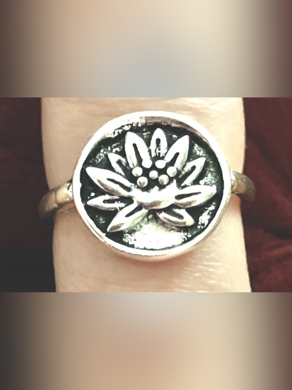 Silver Floral Button Charm
